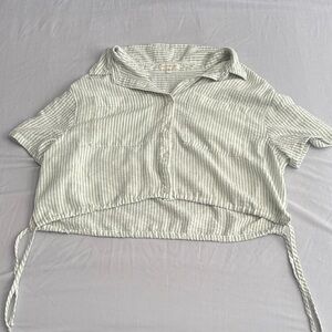 Striped white and pastel green Crop Top